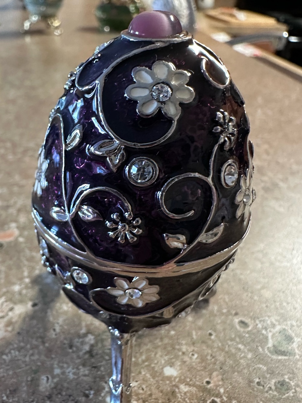 Elegant Purple Floral Decorative Egg - Brand
